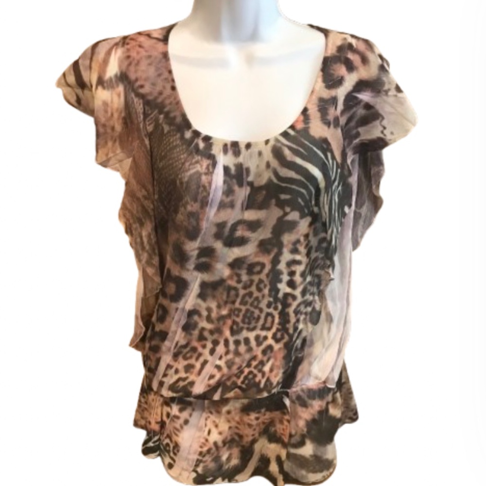 Animal Print Top chiffon feel sz MED never worn MUSHKA BY SIENNA ROSE INC